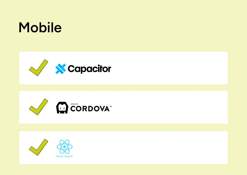 Logos von Capacitor, Cordova und React Native